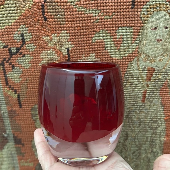 Crate & Barrel Pair of Red Glass Votive Candle Holders - Picture 2 of 16